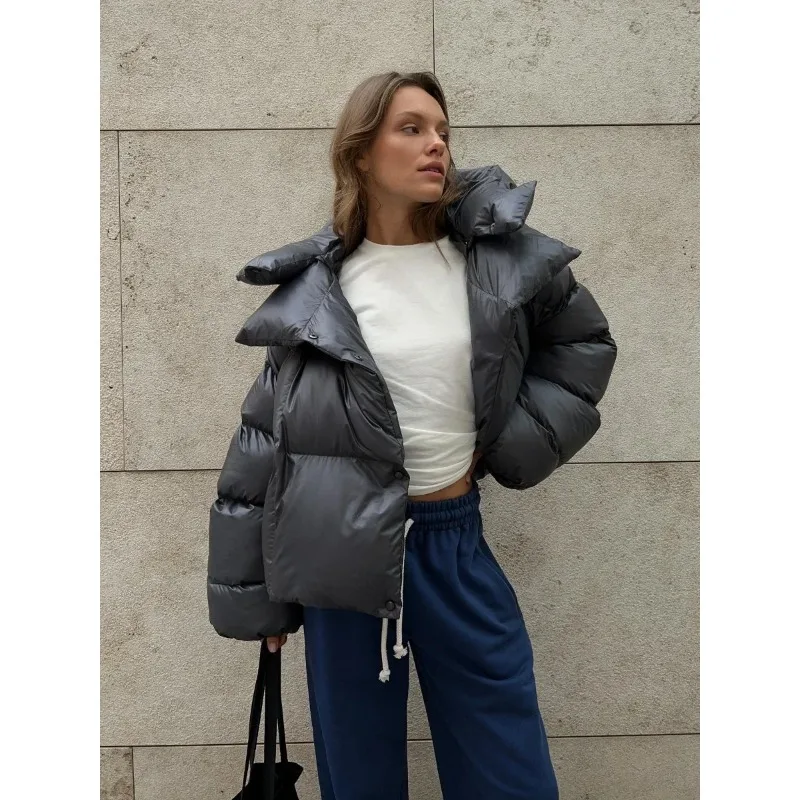 2025 NEW  Winter Warm Cotton Puffer Jackets Women's Loose Parkas Coat Vintage Bread Jacket Outwear Office Ladies Quilted Jacket - Image 2