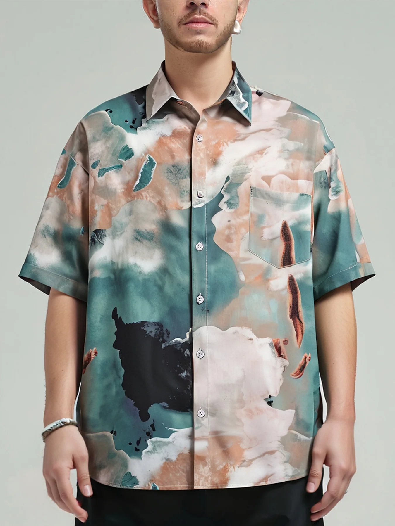 

Рубашка Sycpman мужская с коротким рукавом, свободная повседневная в стиле ретро, с принтом в стиле хип-хоп, уличная одежда в гавайском стиле, на лето