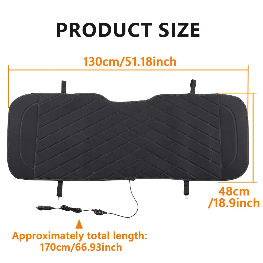 

12V 130Cmx48Cm Universal Winter Heating Pad for The Rear of The Car, High and Low 2-Speed Switch, Car Heating Seat Cushion