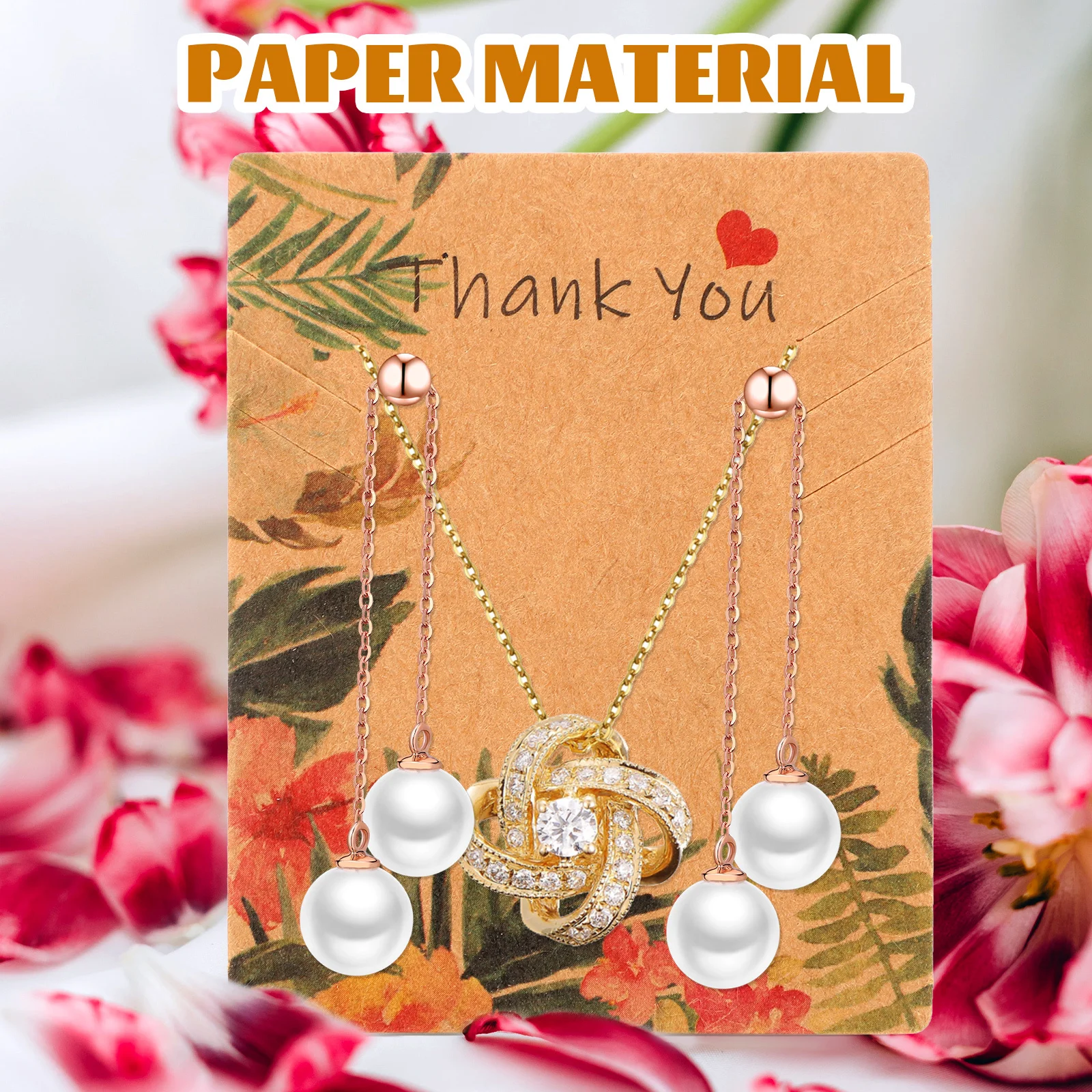 

100Pcs Floral Pattern Jewelry Display Cards Reusable Earring Necklace Storage Organizer Jewelry Display Accessories