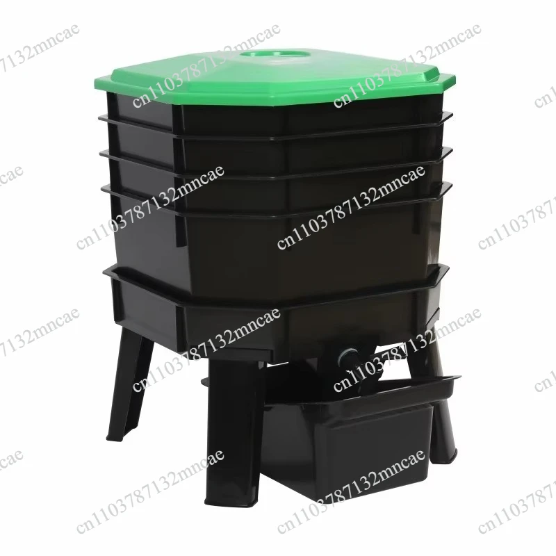 Worm Composter Bin for Kitchen Waste Recycling, Outdoor Large Capacity Vermicomposting Box for Organic Soil & Fertilizer