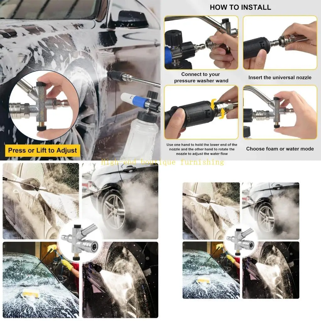 

L9NB Double Tip Foam Cannons Quick Connection Attachment Adjustable 360 Nozzle And Wash Mitt For Pressure Washer Accessories