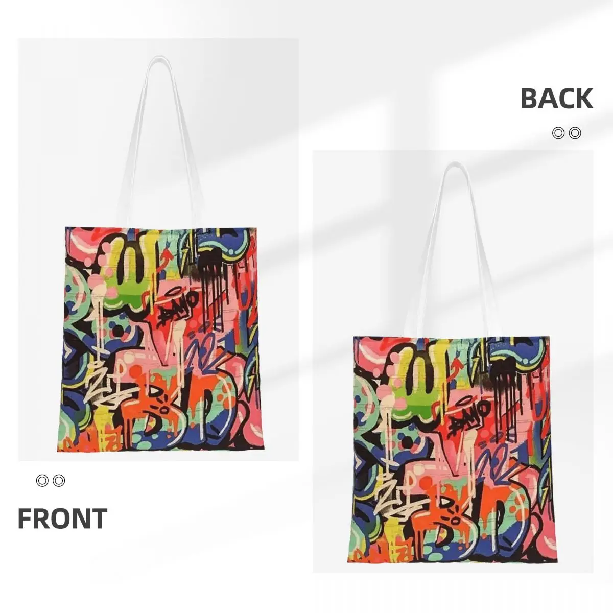 Urban Pattern Hip Hop Graffiti Street Art Shopping Bags Ladies Canvas The Tote Bag Reusable Women Shoulder Tote Travel Handbag