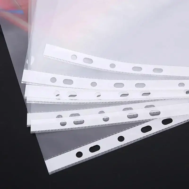 100pcs Clear A4 Plastic File Folders - 11-Hole 3-Ring Binder Compatible, Durable PP Document Sleeves For Office, School, Home