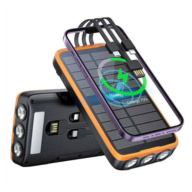 

Solar Wireless Power Bank 38800mAh Outdoor Waterproof Portable Powerbank External Battery Fast Charging for iPhone 16 15 Samsung