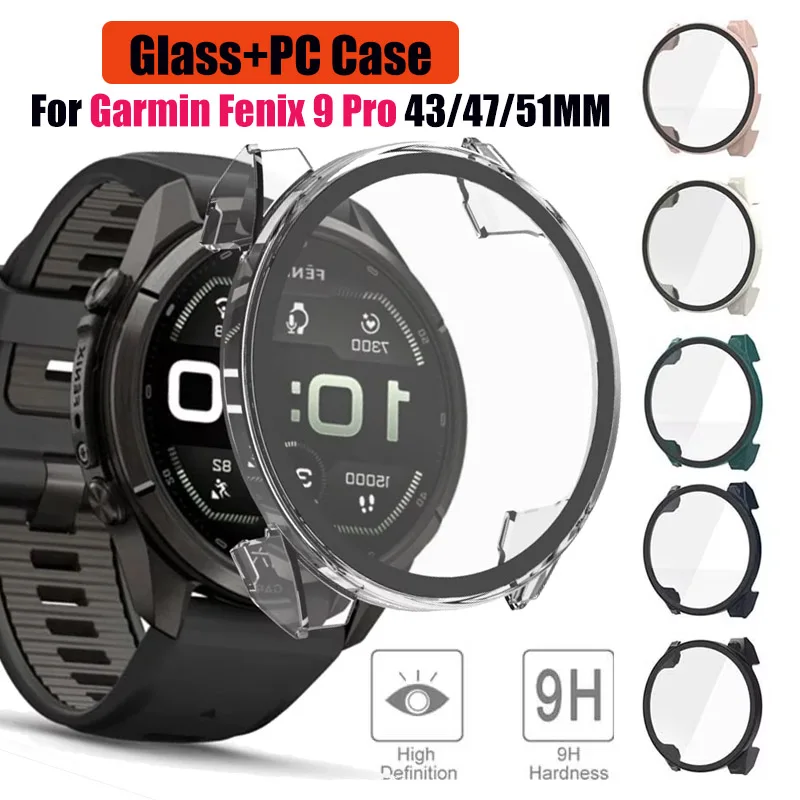 PC+Tempered Glass Case For Garmin Fenix 9 Pro AMOLED 47mm 51mm Screen Protector Cover Bumper Shell For Garmin Fenix 9 Pro 43mm