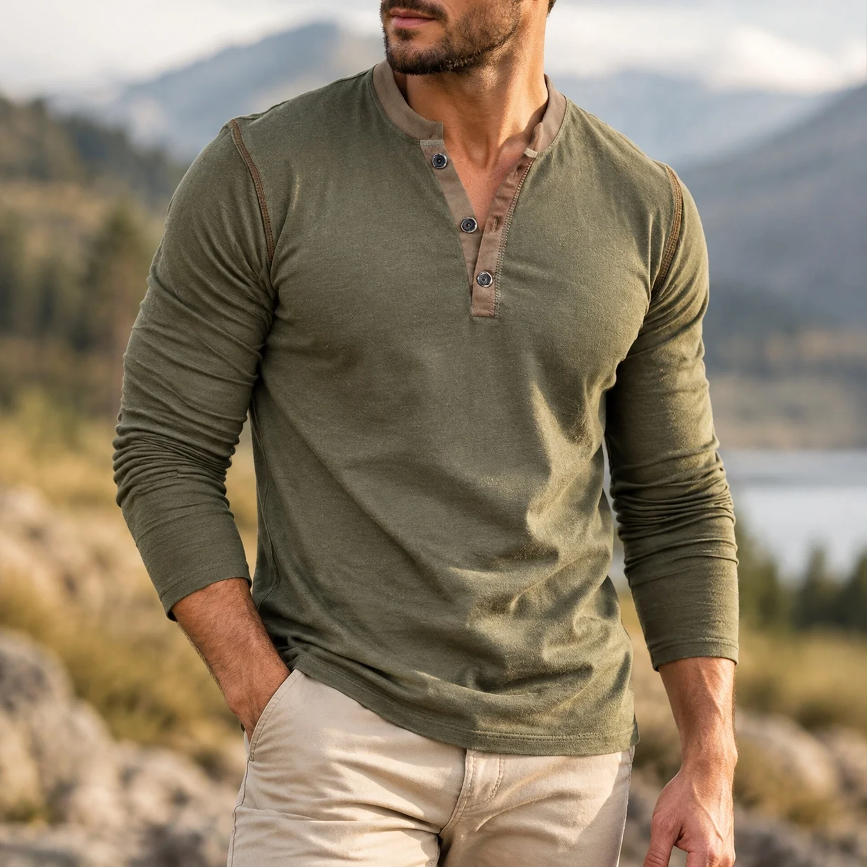 Long Sleeve Heat Set Slim Fit Vintage T Shirt with Regular Sleeve Pullover Not Hooded Autumn Winter Men T Shirts and Tank Tops