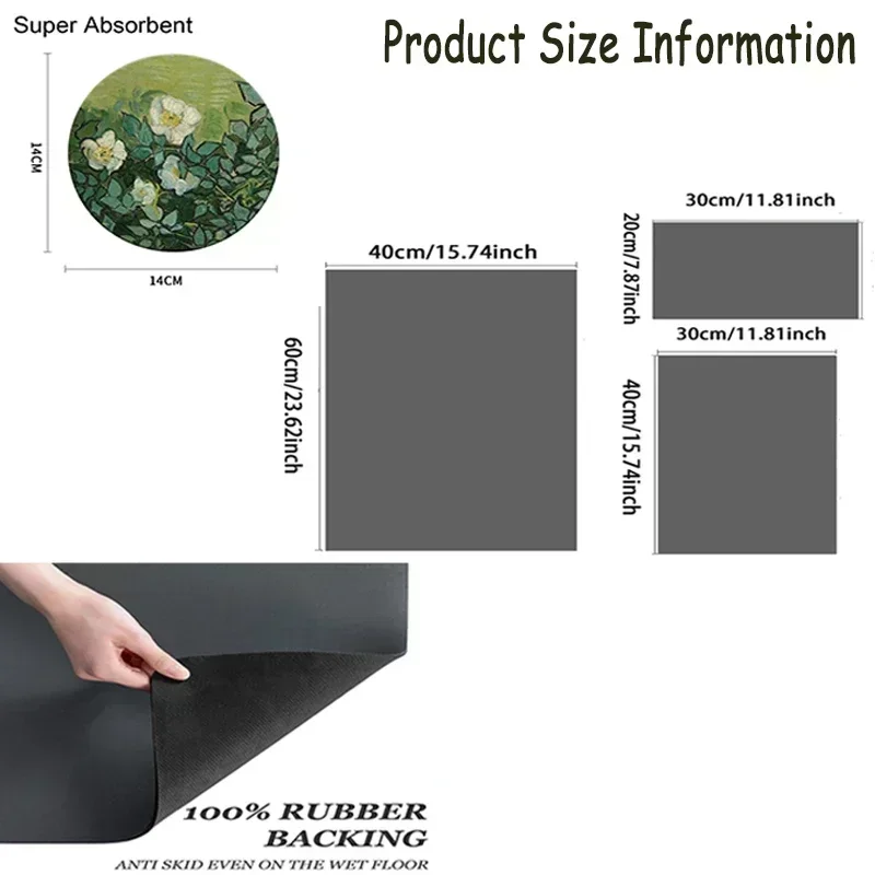Marble White Dish Drying Mat for Kitchen Golden Grey Marble Dishes Pad Dish Drainer Rack Mats Absorbent Fast Dry Kitchen