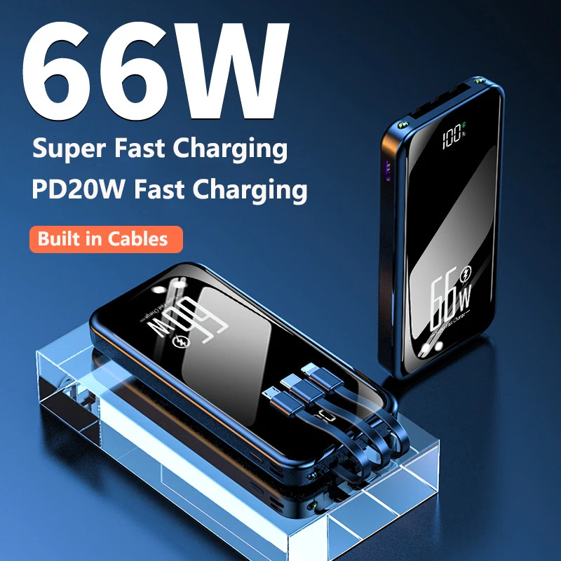 

Power Bank 20000mAh 66W Super Fast Charging For iPhone 16 Huawei P50 Xiaomi Samsung Portable External Battery Charger Powerbank