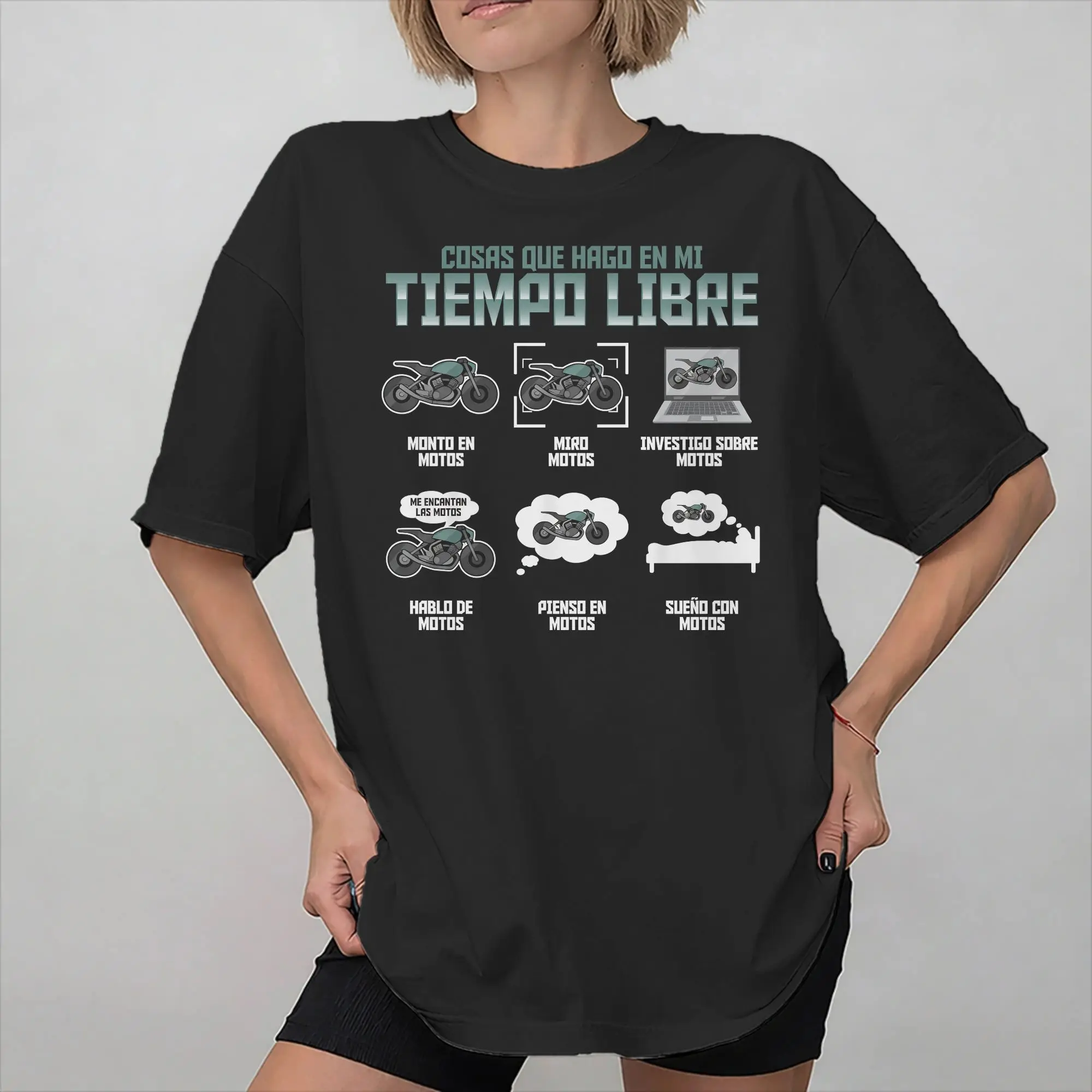 Men Women Graphic Printing Cosas Que Hago En Mi Tiempo Liber Moto Lovers T Shirt Tee Cotton Things I Do in My Free Time T-shirts