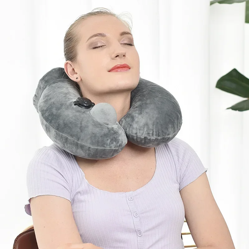 

U-Shape Travel Pillow for Airplane Inflatable Neck Pillow Travel Accessories 4Colors Comfortable Pillows for Sleep Home Textile