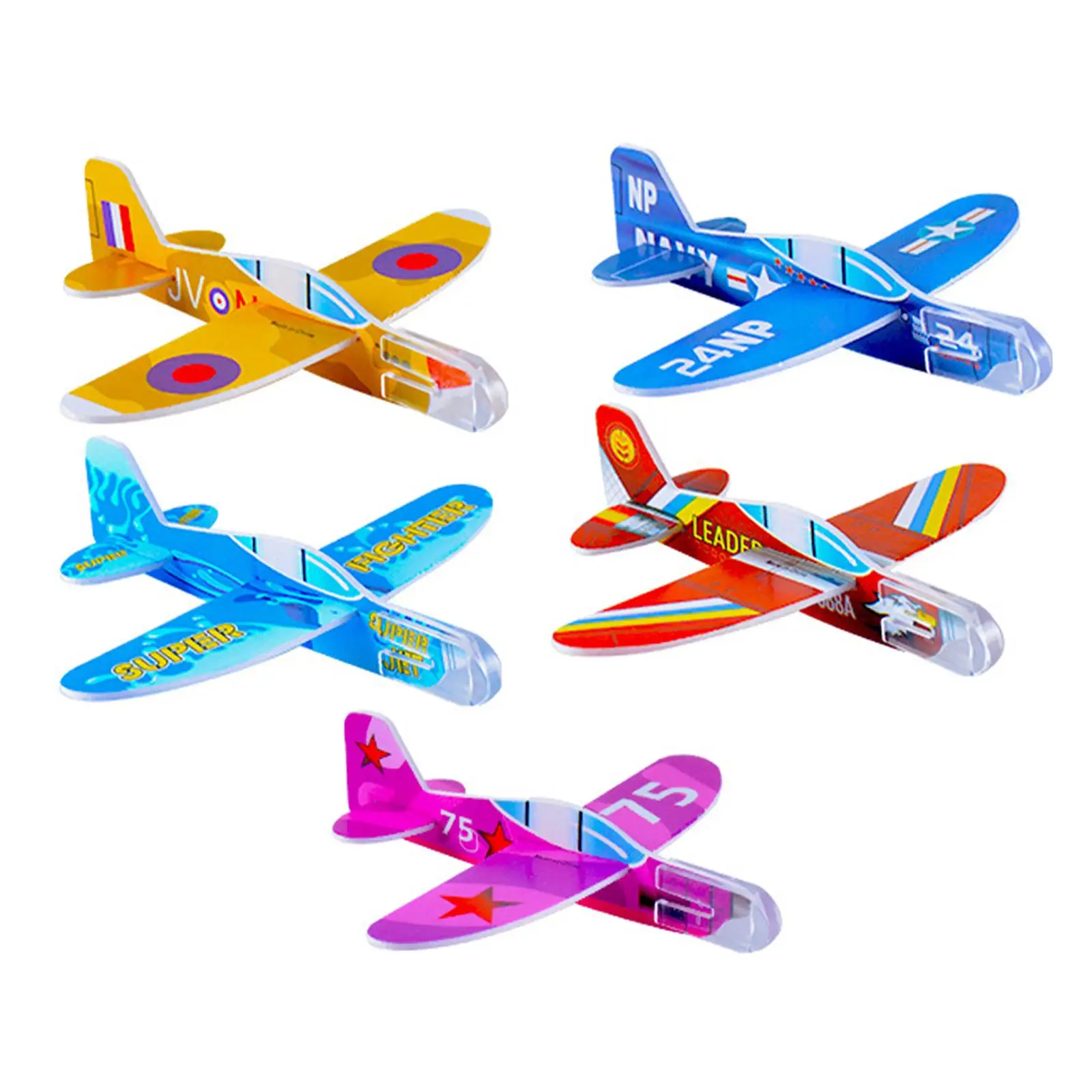 5 Pieces Kids Foam Gliders Planes Toys Small Flying Glider Plane Set for Boys Easter Egg Filler Holiday Present Birthday Gift