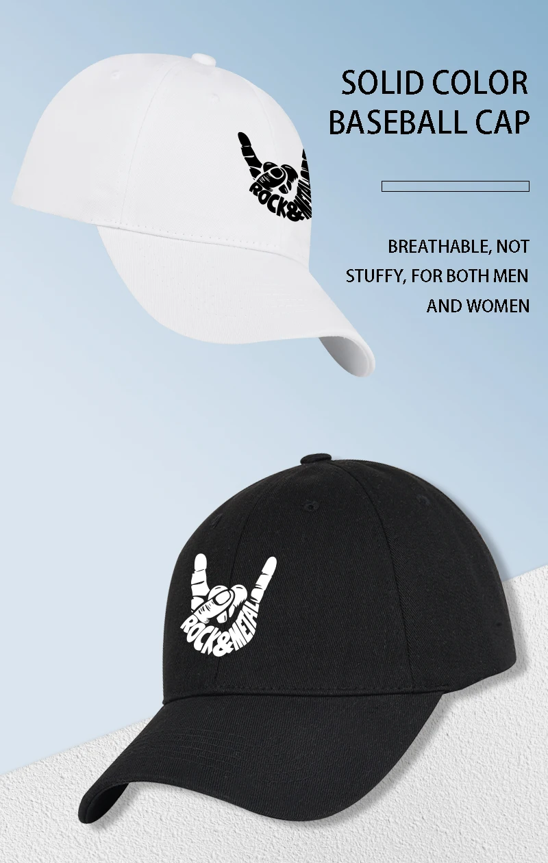 Rock & Metal Hand Gesture Baseballkappe, verstellbar, Unisex, Streetwear, Heavy Metal Fan-Hut – Detail 1