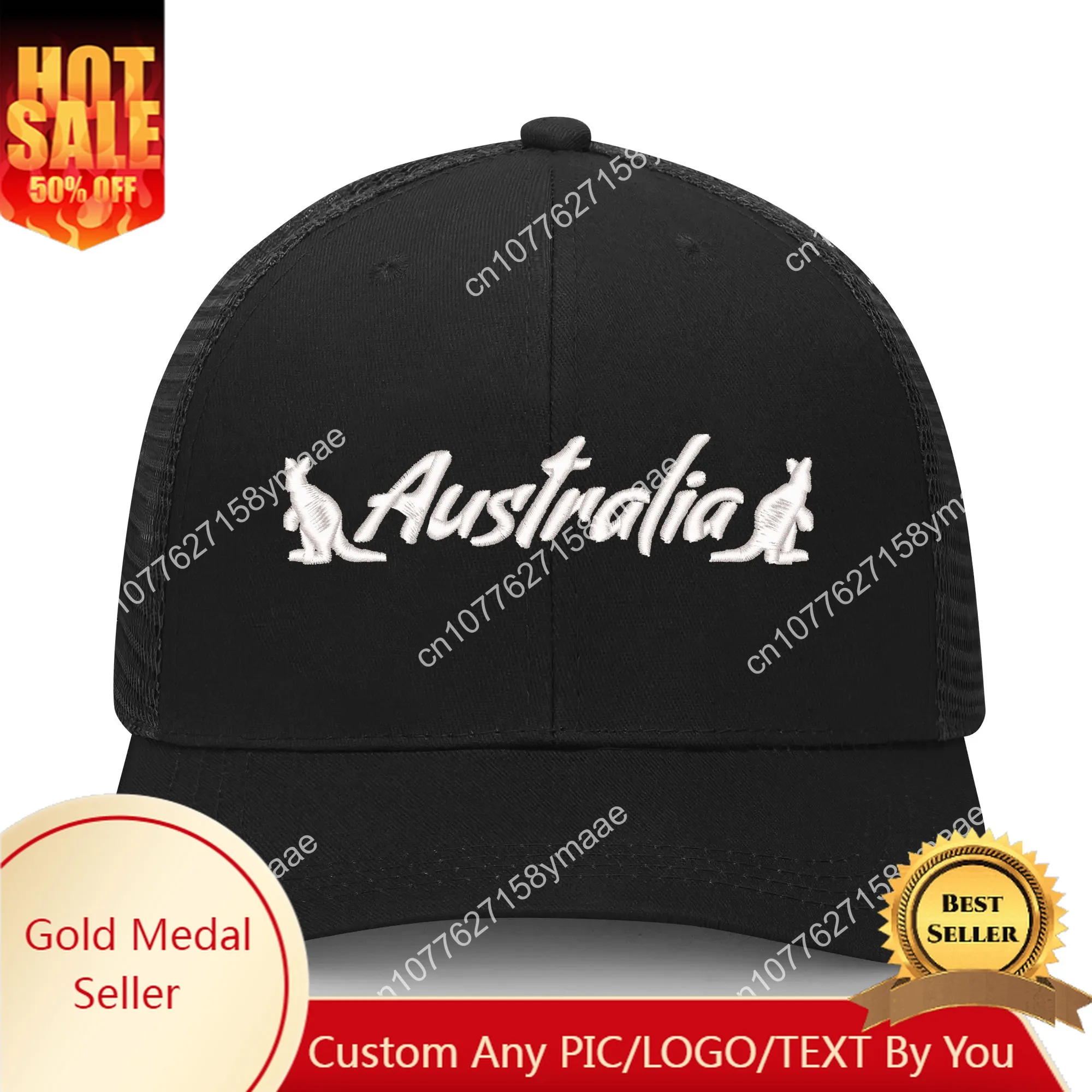 Australia Flag Embroidery Hat Mens Womens Sports Baseball Hat Breathable Mesh Summer Sun Visor Headwear Custom Made Caps Logo