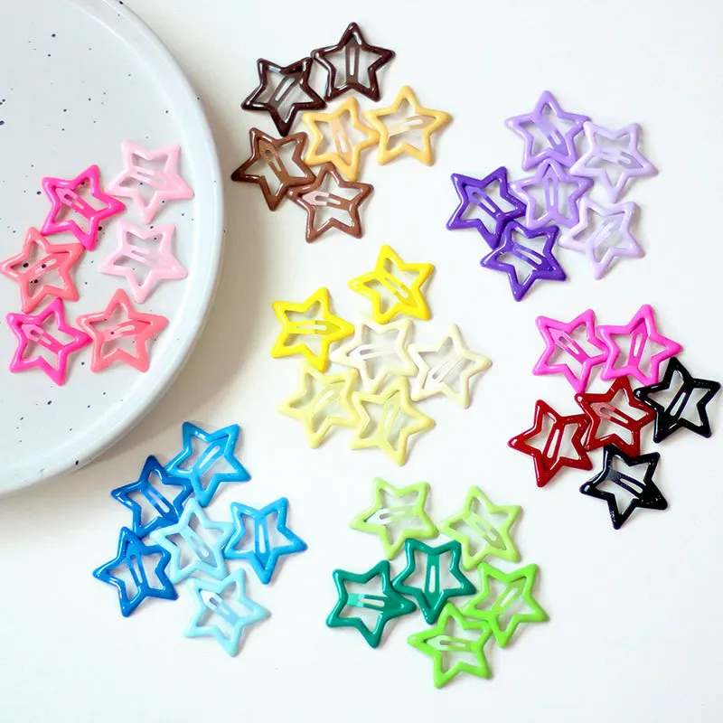 

20/50pcs Color Pentagram Hairpiny2kDopamine Dripping Oil Barrettes Five-Pointed StarbbCute Bangs Side Cropped Hair Clip