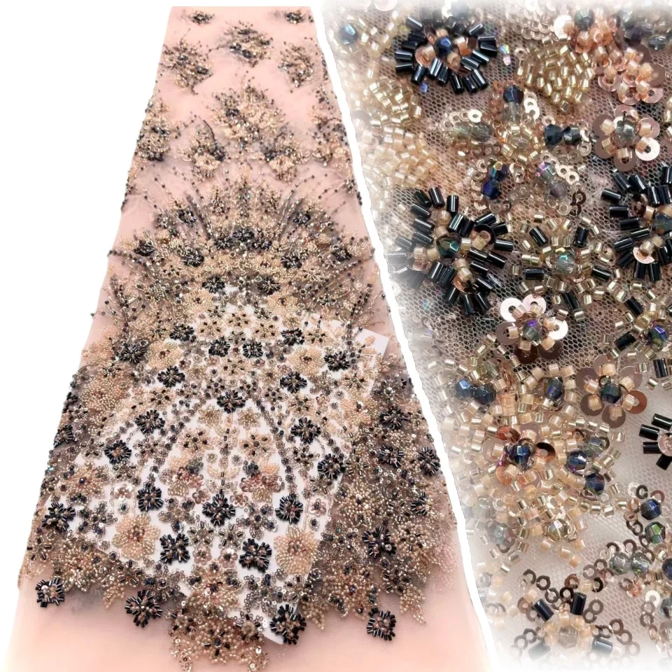 

Тяжелая кружевная ткань с бисером, роскошная кружевная ткань, 2024, высокое качество, африканское нигерийское кружево для женщин, шитье свадебных платьев Z1705