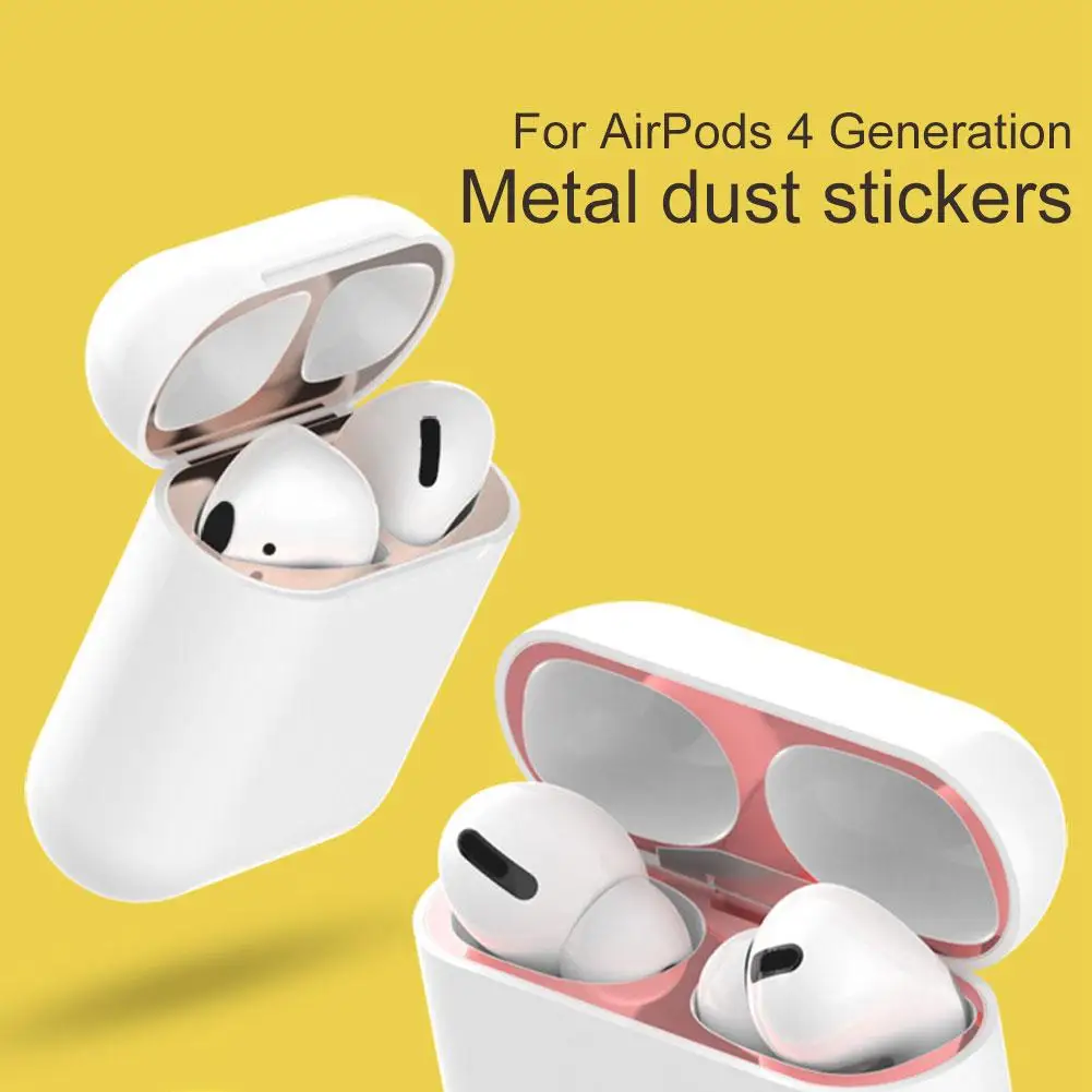 For Apple AirPods 4 Dustproof Metal Stickers Anti Drop Scratch Resistant Sticker Cover Earphone Accessories