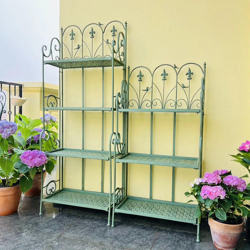 

American wrought iron flower rack, floor-to-ceiling outdoor garden courtyard balcony succulent rack outdoor multi-layer rack
