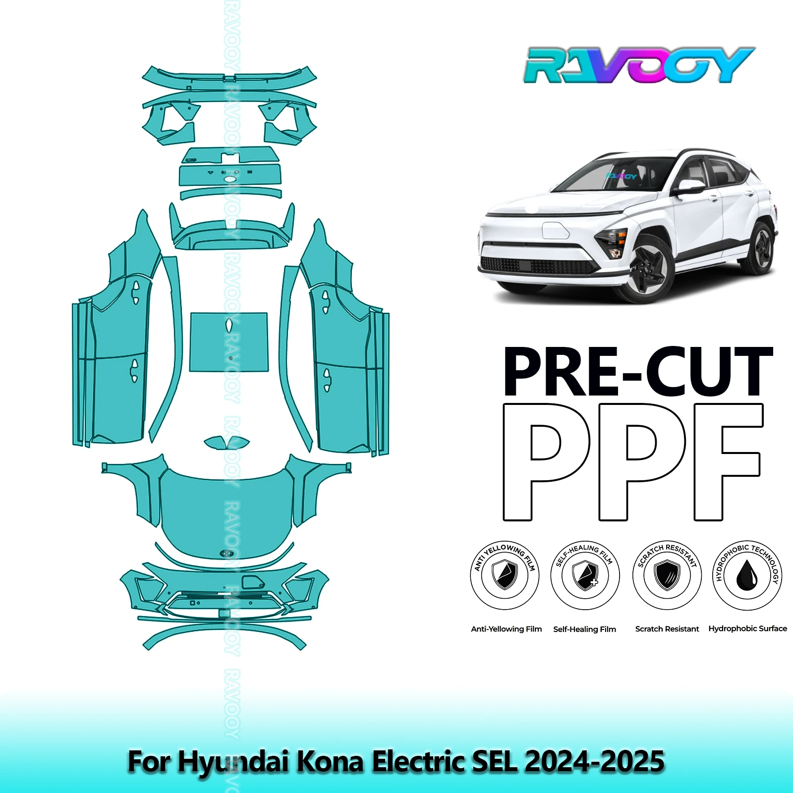 

Car Precut PPF Paint Protection Film Full Vehicle For Hyundai Kona Electric SEL 2024-2025