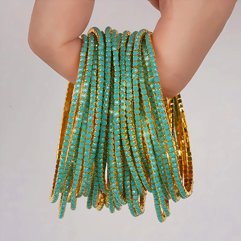 6pcs/set Fashion Acrylic Beads Elastic Bracelet For Women Stretch Stackable Gold Color Bracelets Wristband Daily Female Jewelry