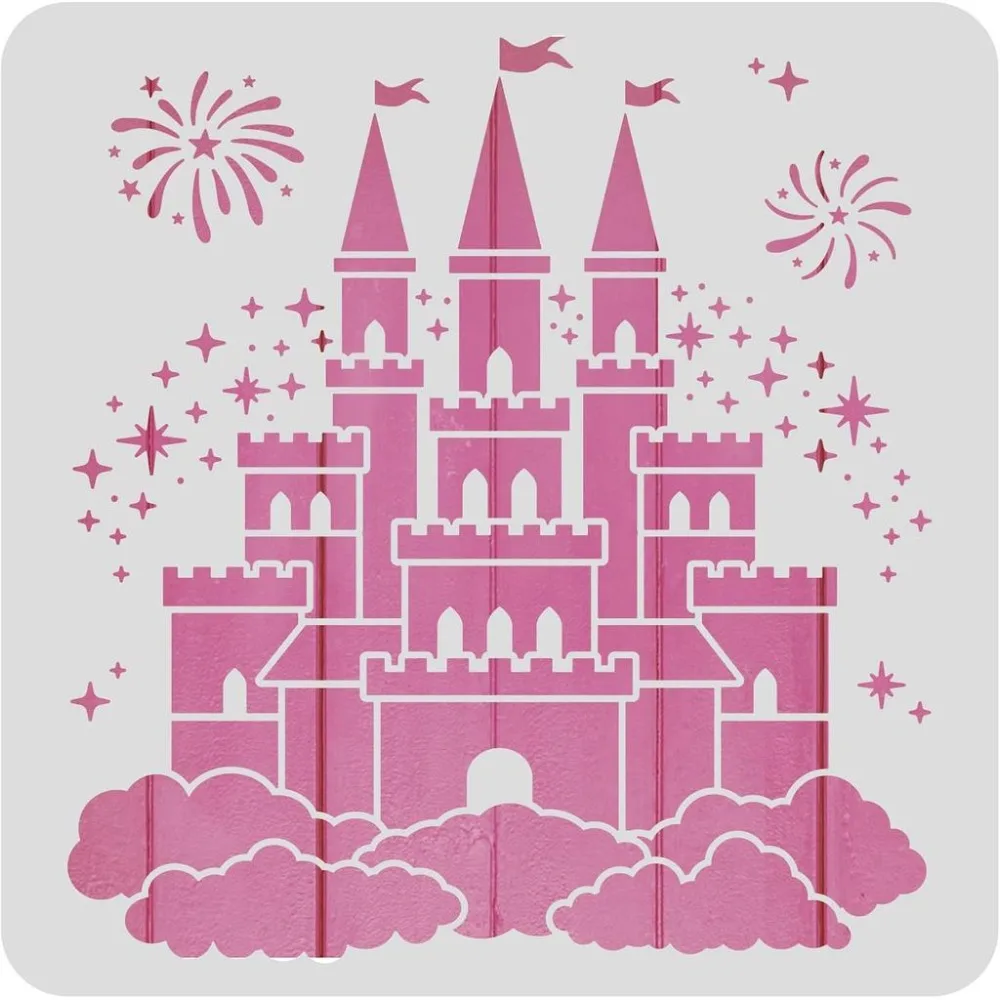Castle Plastic Painting Stencil 12x12 Star Pattern Craft Template DIY Art Craft Stencil for Scrabooking Card Wood Paper Wall