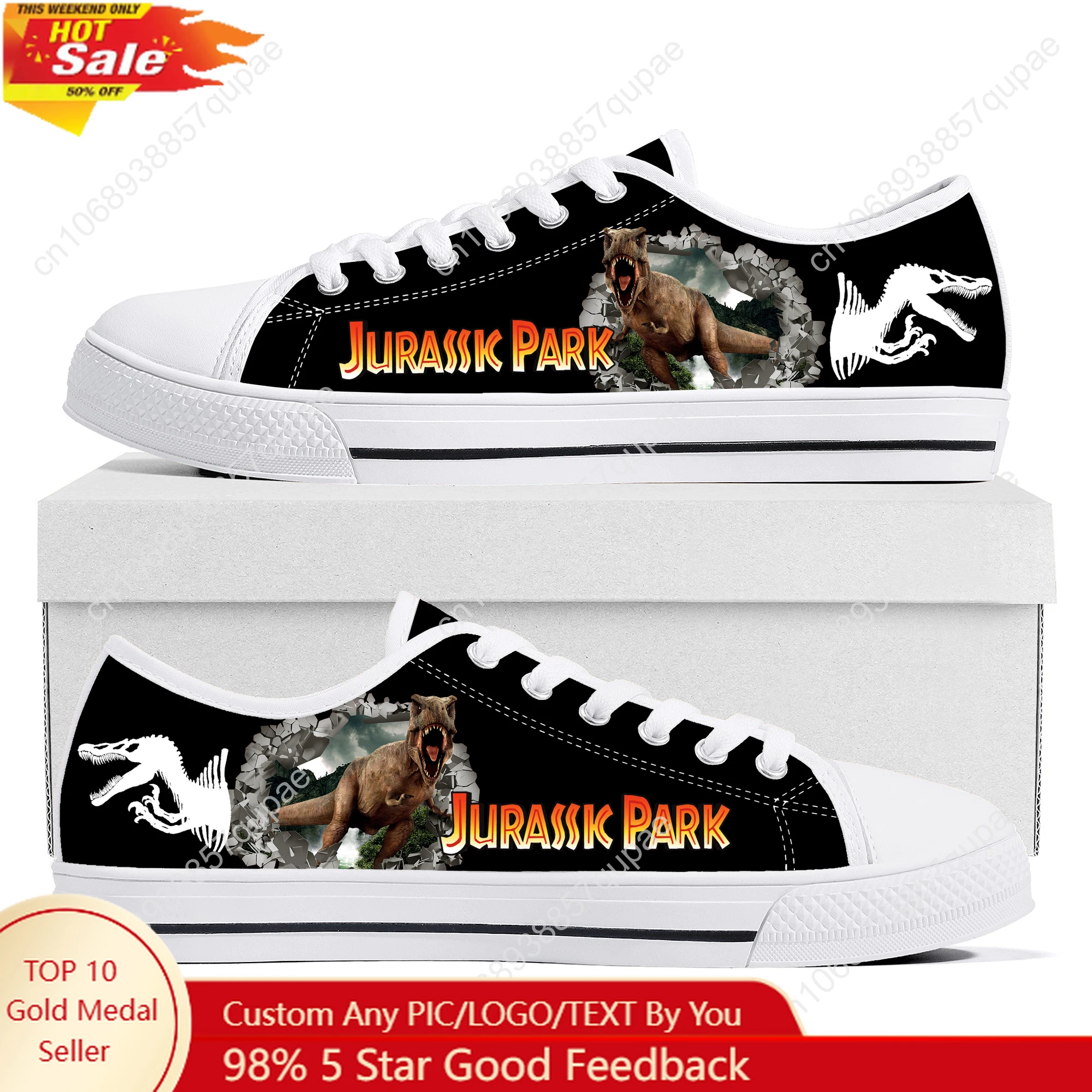 

Hot Jurassic Park Dinosaur Anime Low Top Lightweight Sneakers Mens Womens Teenager Canvas Sneaker Casual Hiking Lightweight Shoe
