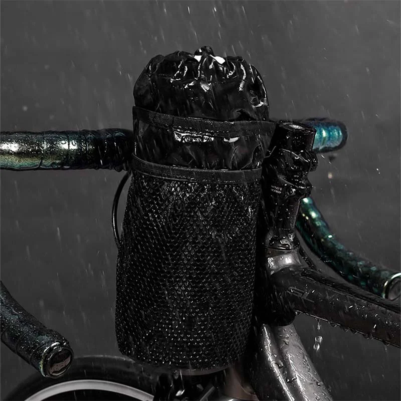 Bicycle Bag Bike Bottle Holder Handlebar Stem Thermal Bag with Mesh Pocket Coffee Cup Holders Bicycle Handlebar Bag Accessories