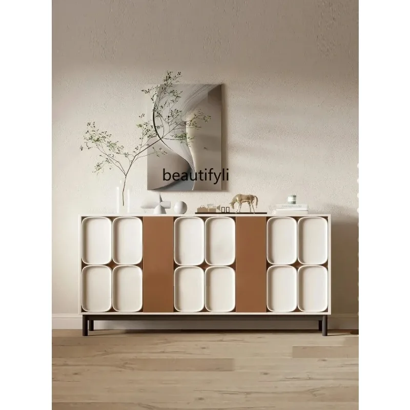 Italian minimalist dining side cabinet light luxury high-end solid wood tea cabinet villa modern simplicity