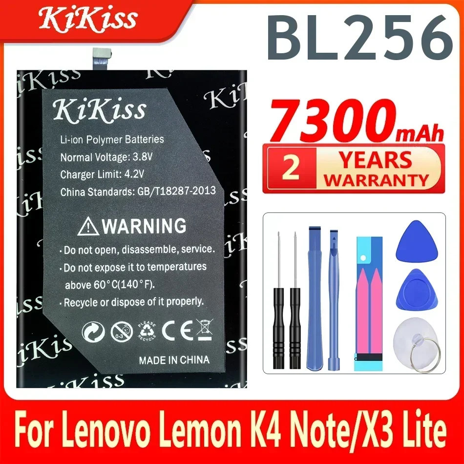 7300mAh   kikiss BL256 Cell Phone Battery For Lenovo Lemon K4 Note K4note A7010 / X3 Lite X3Lite K51c78 Battery