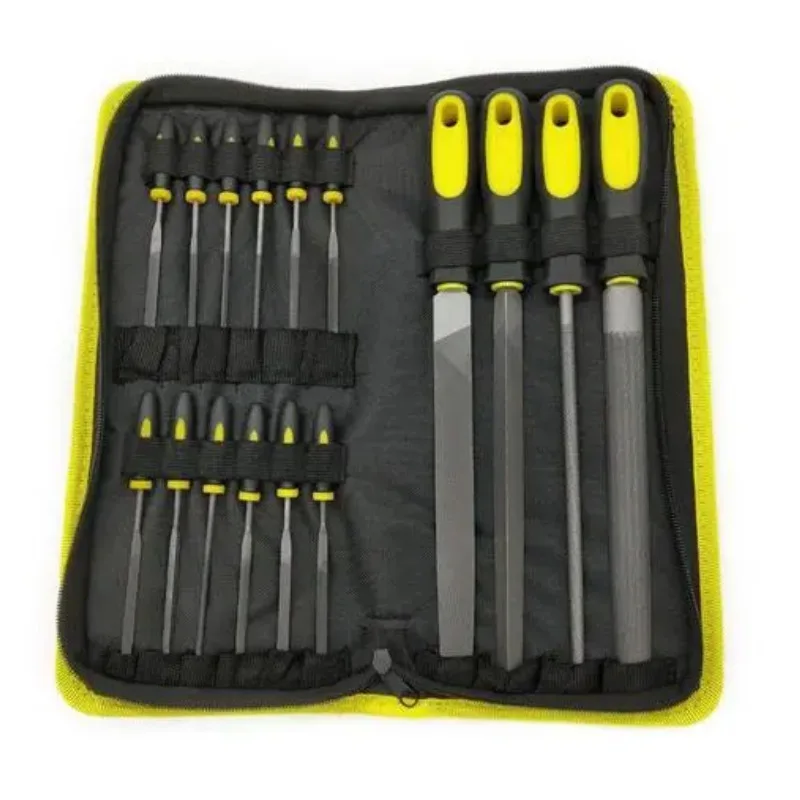 16pcs File Tool Set with Carry Case Premium Grade T12 Drop Forged Precision Flat/Triangle/Half-round/Round Large File