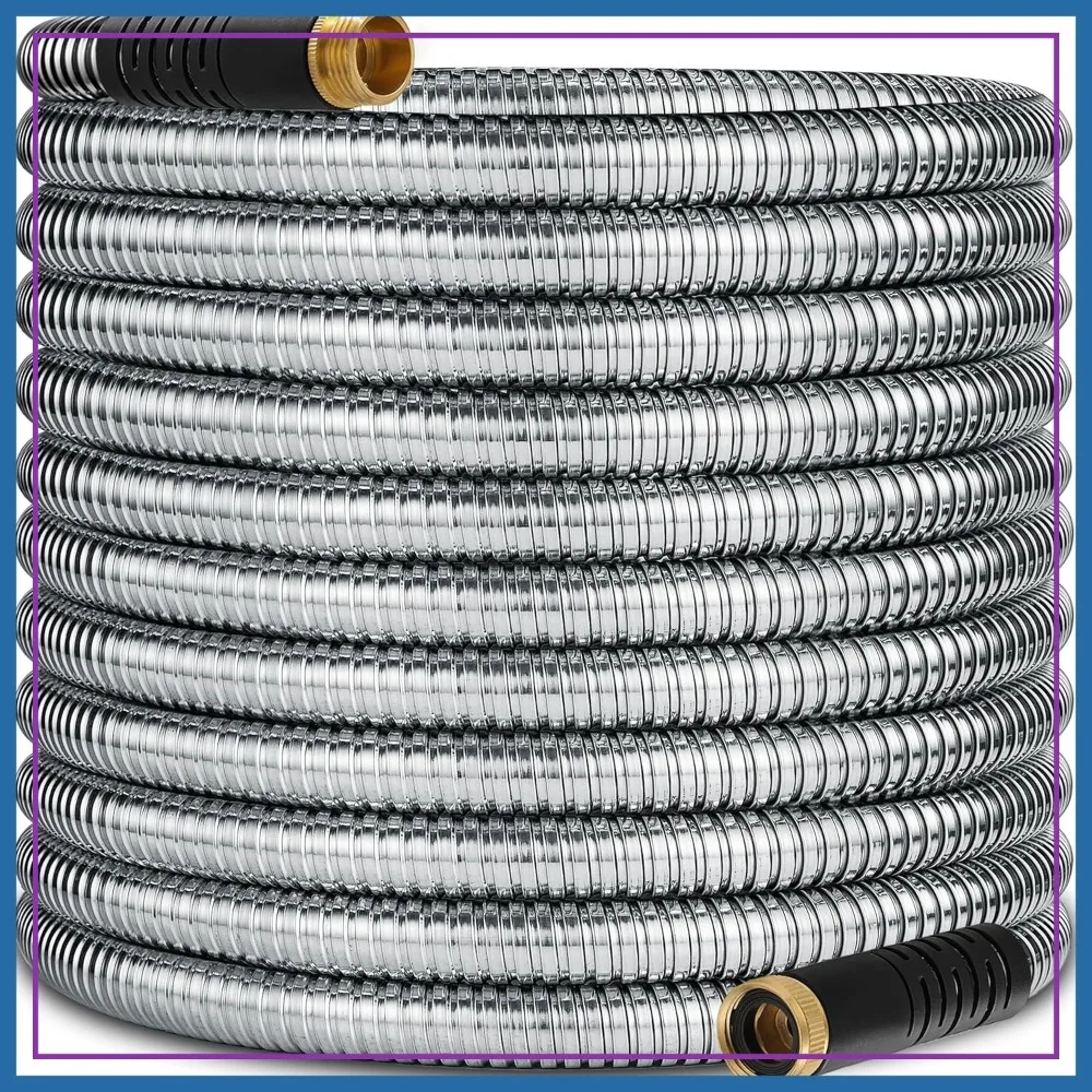 

150 ft Stainless Steel Garden Hose, 2026 New Upgraded Metal Water Hose with Latex Core, 3/4" Solid Brass Connector, Flexible No-Expandable