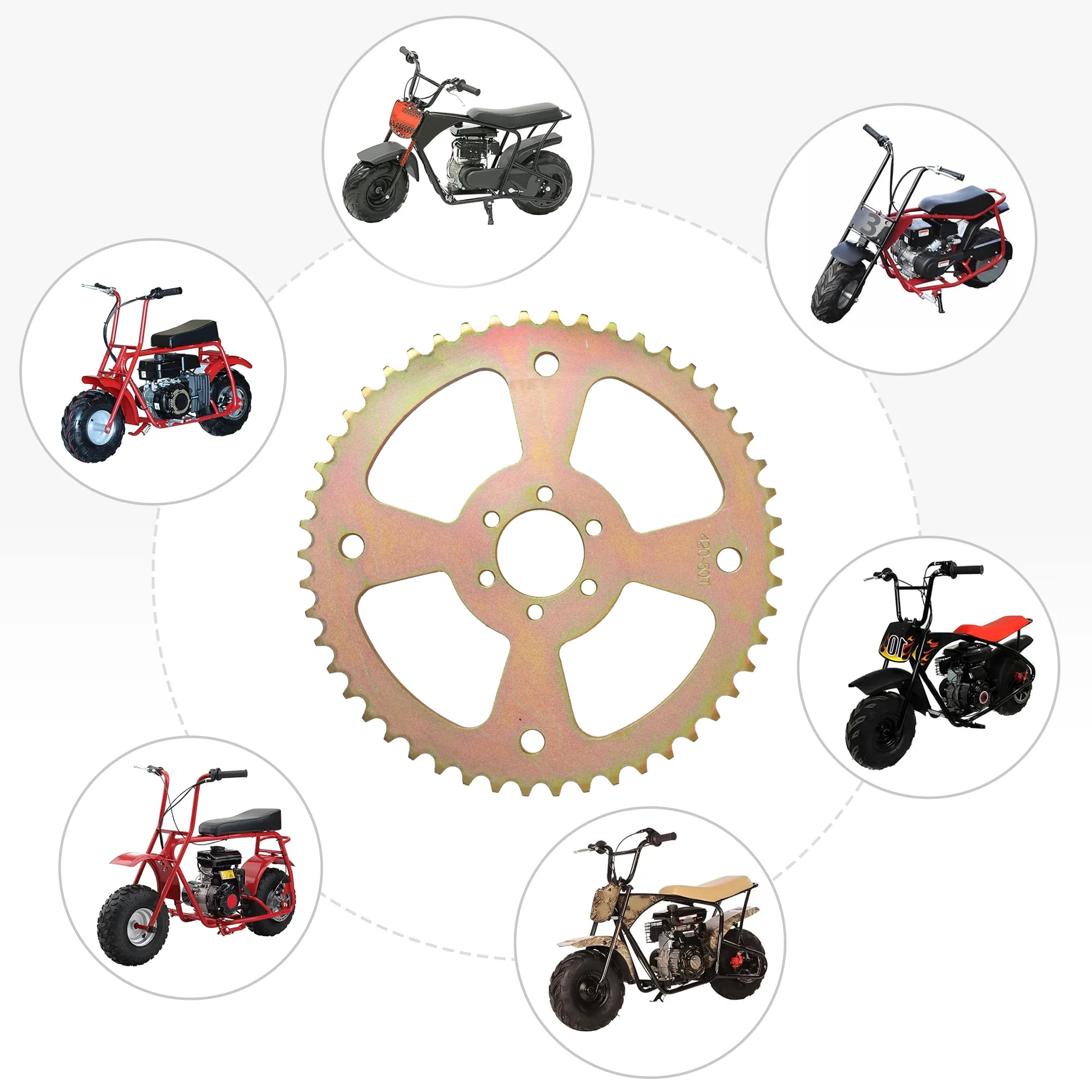 420 Chains 40T/50T/60T Teeth Motorcycle Chain Sprockets Rear Back Sprocket Cog For CT100U Mini Bi110cc 125cc 140cc Dirt Pit Bike