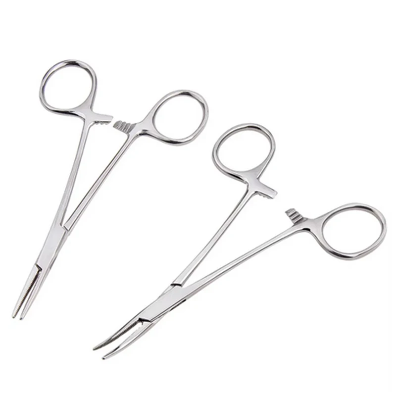 Hand Tool 12.5/16/18cm Stainless Steel Hemostatic,Surgical Forceps,Forceps Fishing,Pliers Curved/Straight Tip