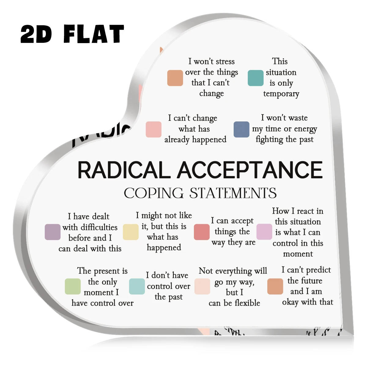 1pc acrílico em forma de coração placa de sinal de aceitação radical, decoração de escritório de relaxamento, ferramenta de aconselhamento para terapeuta, presente de ornamento de quarto