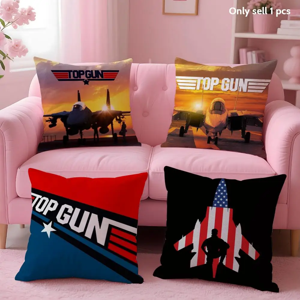 Classic Film T-Top Gun Cushion Cover Soft Short Plush Double-Sided Printing Home Decor Machine Washable Pillow Case Gift