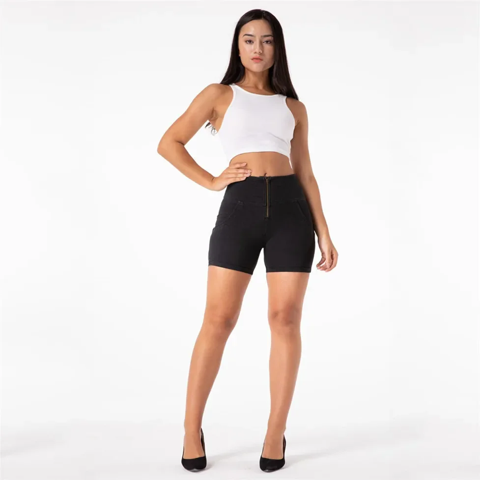 Shascullfites Melody Pantalones cortos de talle alto Pantalones cortos deportivos para mujer Bermudas elásticas delgadas