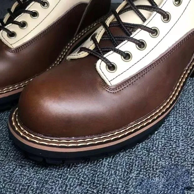 New High Quality Men Shoes Vintage Casual Cow Leather Ankle Boots Platform Motorcycle Boots British Tooling