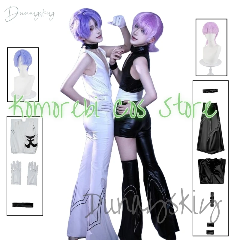 

Anime Panty Stocking Polyester Cosplay Costume Wig Polyurethane Cosplay Costume PU Black White Suits For Halloween Party Props