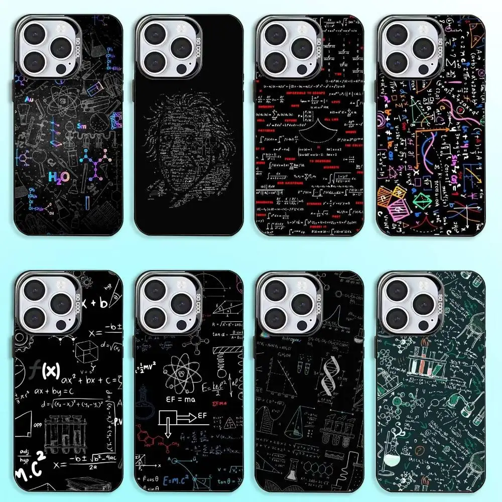 

Chemical Math Physics Phone Case For iPhone17,16,15,14,13,12,11 Plus,Pro Max Colored Silver Plated Inside Cover
