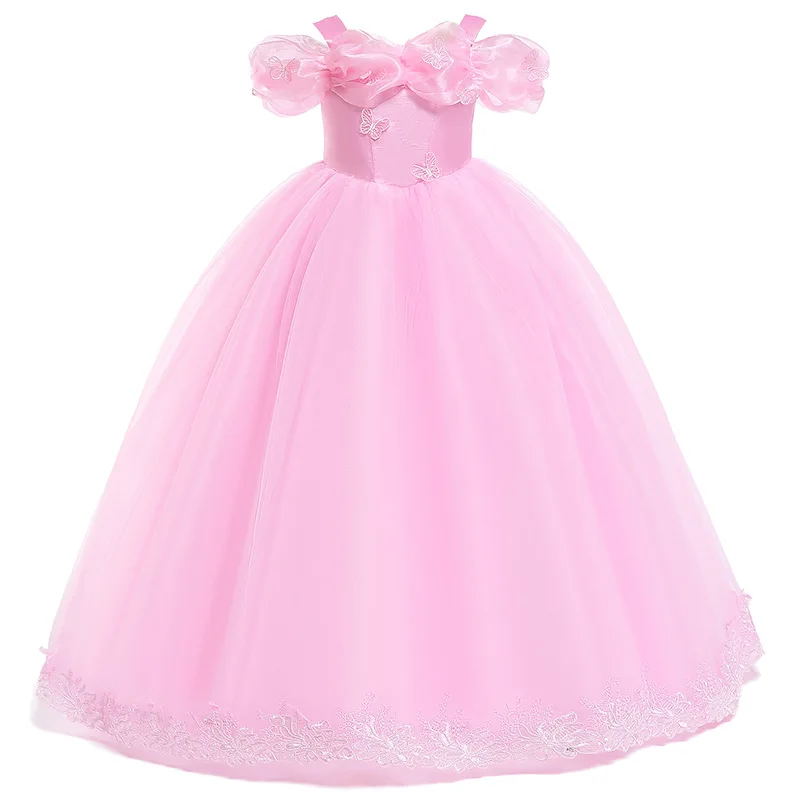 

Girls Cinderella Gown Carnival Party Role Play Ball Costume Cosplay Shoulder Leakage Princess Elegant Dresses Birthday Gift