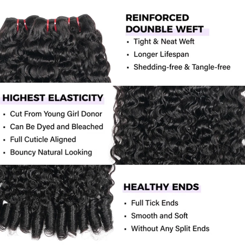 Cabelo Humano Cru 100% Virgem Vietnamita, Ondulado Profundo, Cachos Birmaneses Mink, Pacotes Duplos (3 ou 4), para Mulheres, Dupla Trama