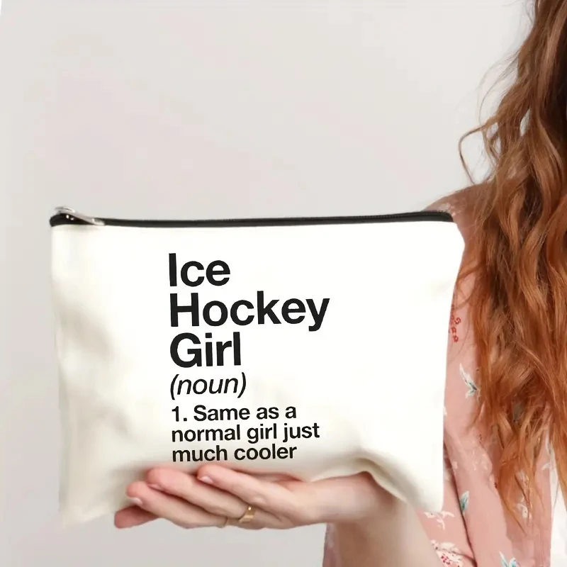 Eishockey Mädchen Muster Make-up Tasche beste Geschenk für Eishockey Mädchen inspirierende Geschenk ermutigen Geschenke Idee Frauen Kosmetik Fall