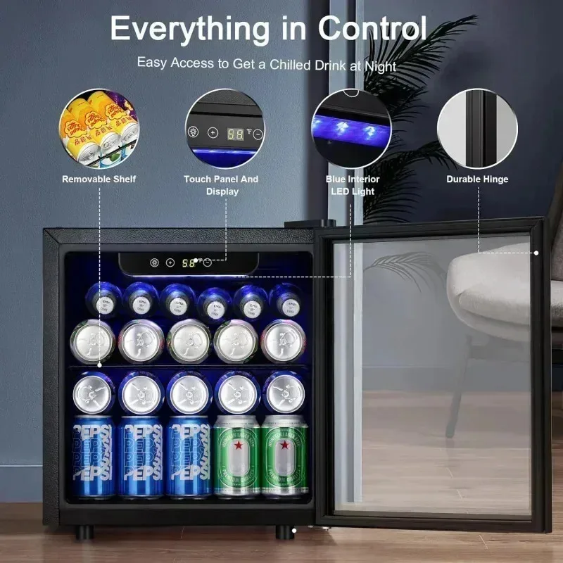 PMD4-Antarctic Star 12 Bottle/48 Can Beverage ثلاجة صغيرة، نبيذ/خزانة، صودا بار ضاغط هادئ قائم بذاته 1.3 cu،