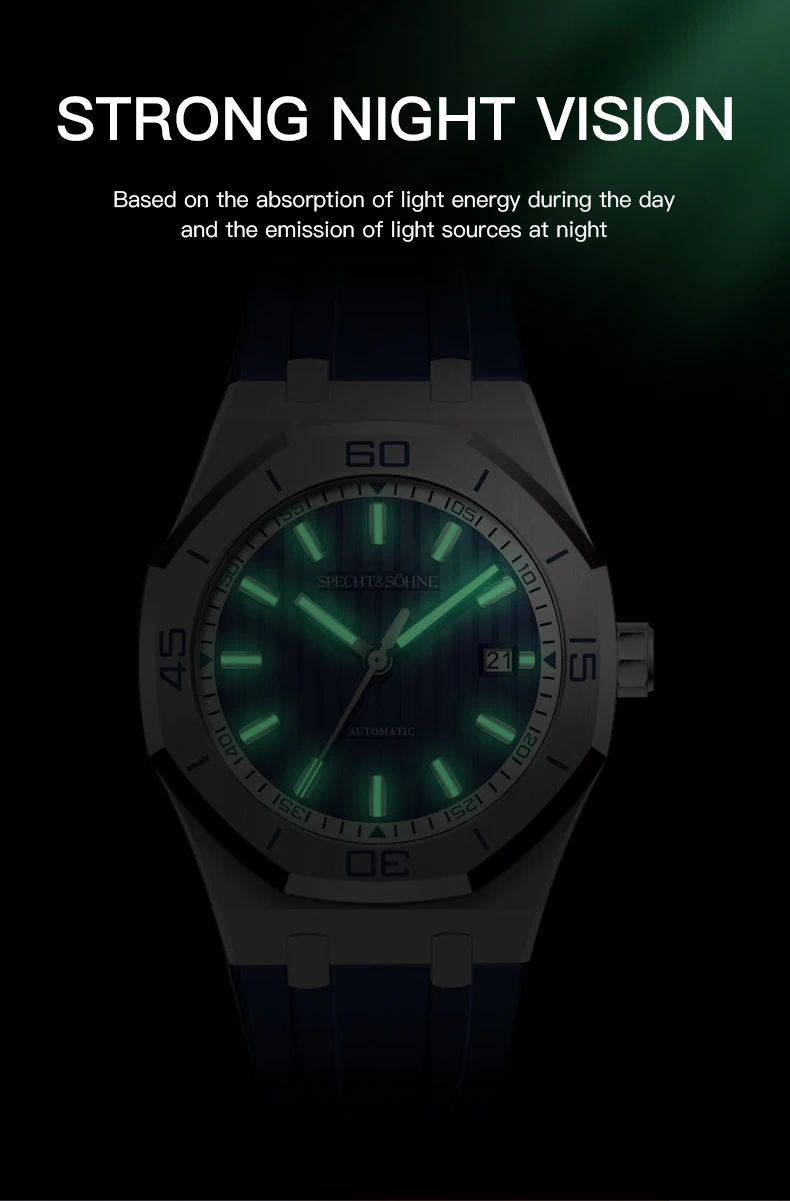 Specht&Sohne New Classic Men's Watch 50M Waterproof Luminous Sapphire Crystal Blue Automatic Mechanical Watches Reloj Hombre S90d093bd6fff4f83a1cde403417217ae5