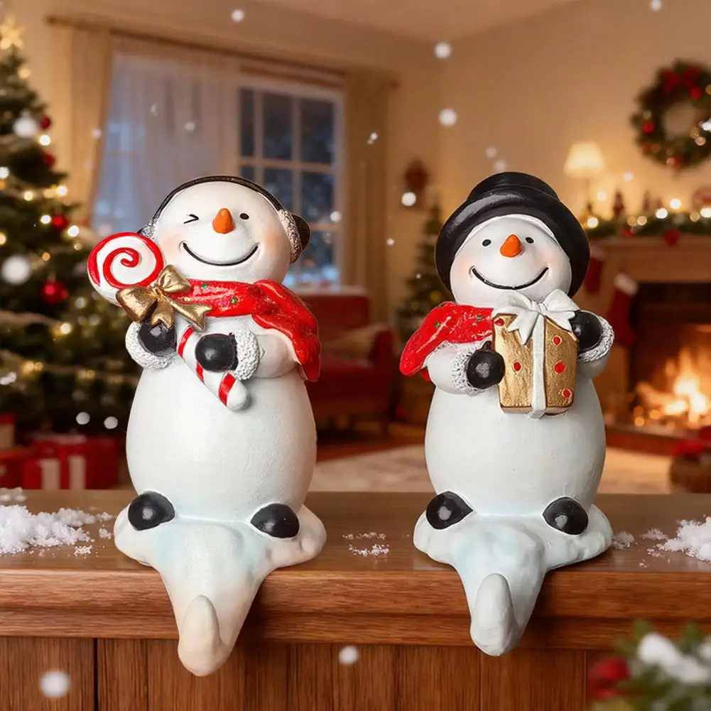 Christmas Snowman Resin Hook Decor Snowman Figurine Hanging Hook for Xmas Stocking Key Holder for Fireplace Home Decoration