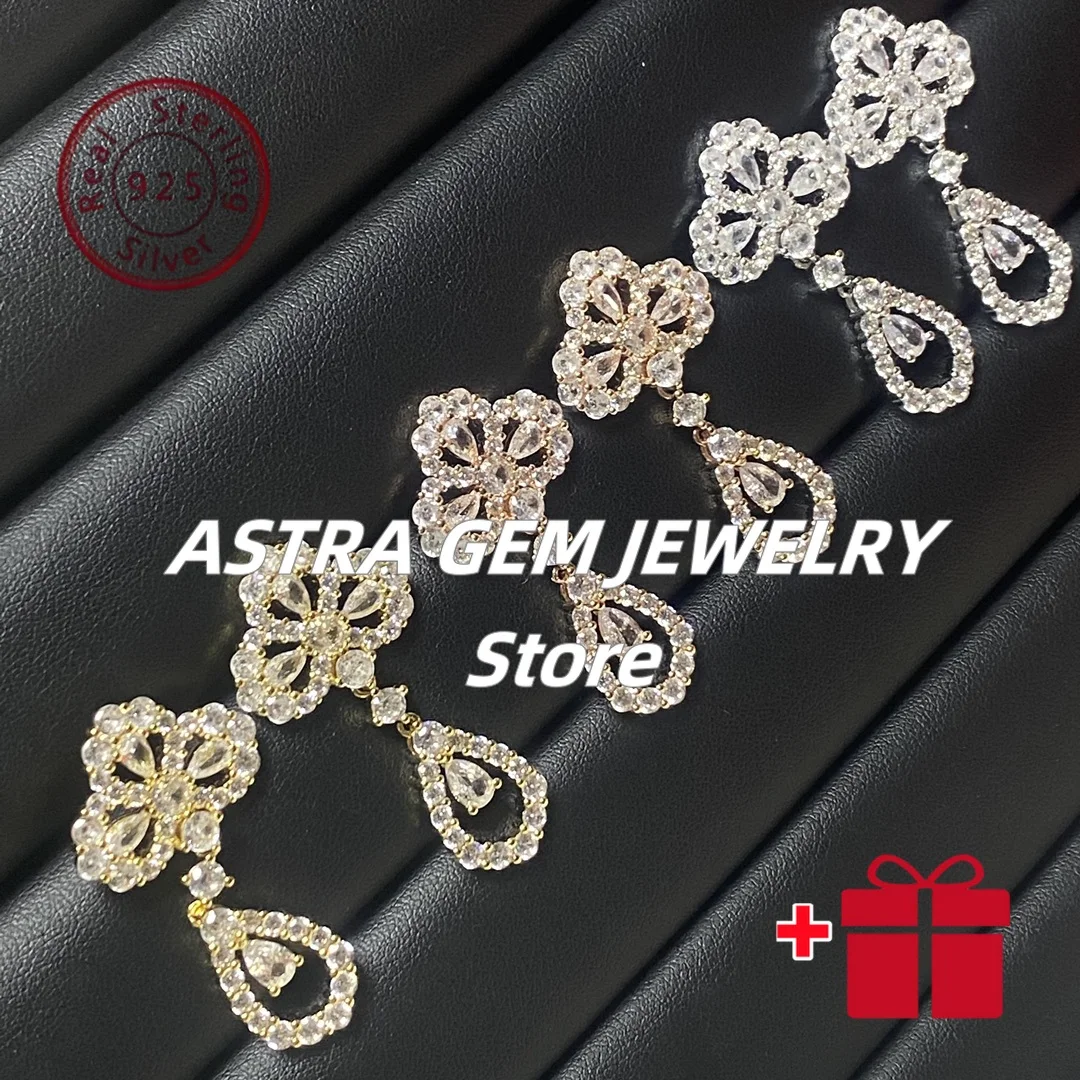 

2025 High-quality S925 silver Full diamond crown teardrop ear pendant, multi-functional jewelry for daily parties - holiday gift