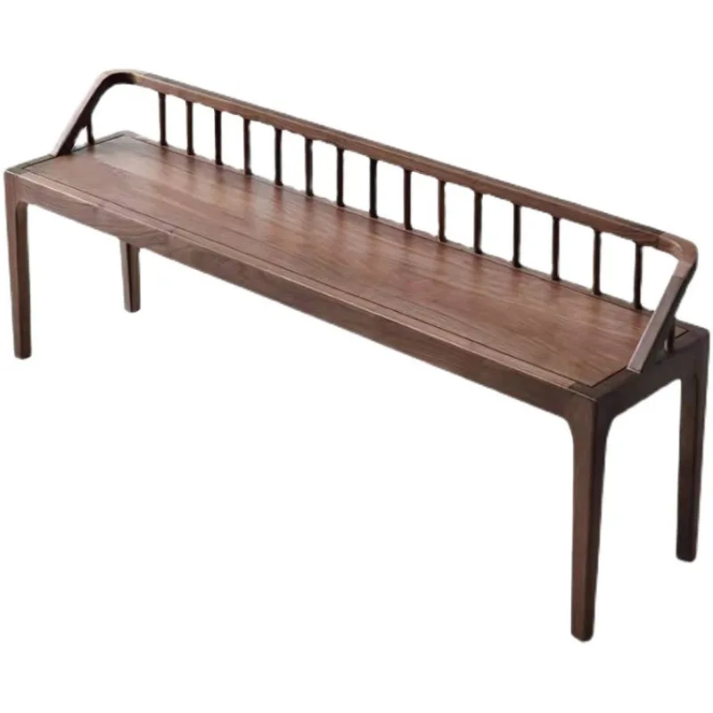 

Black walnut backrest bench, simple bench, log bedside bench, household tenon and mortise shoe changing stool