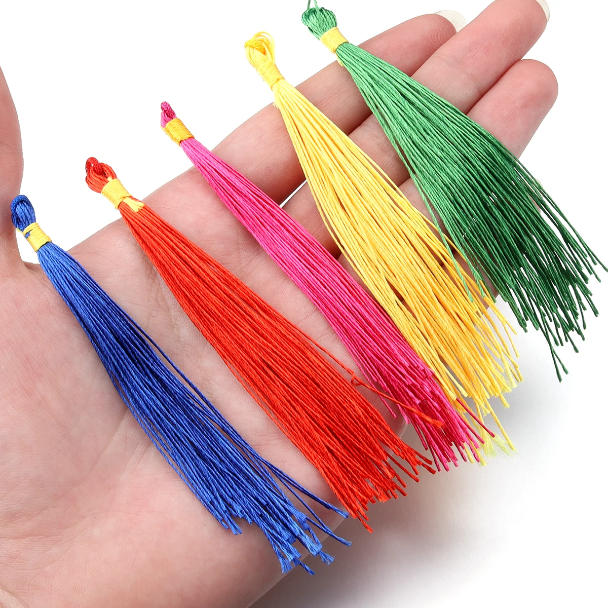 

100pcs/lot 9-11cm Colorful Cotton Silk Tassel Chinese Knot Tassel For DIY Jewelry Making Earring Charm Pendant Tassels Accessory