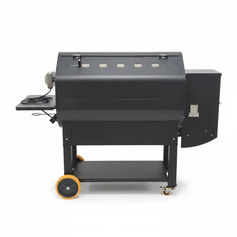 Outdoor Wood Pellet Grill Smoker with Automatic PID Temperature Control Heavy Duty Barrel BBQ Grill