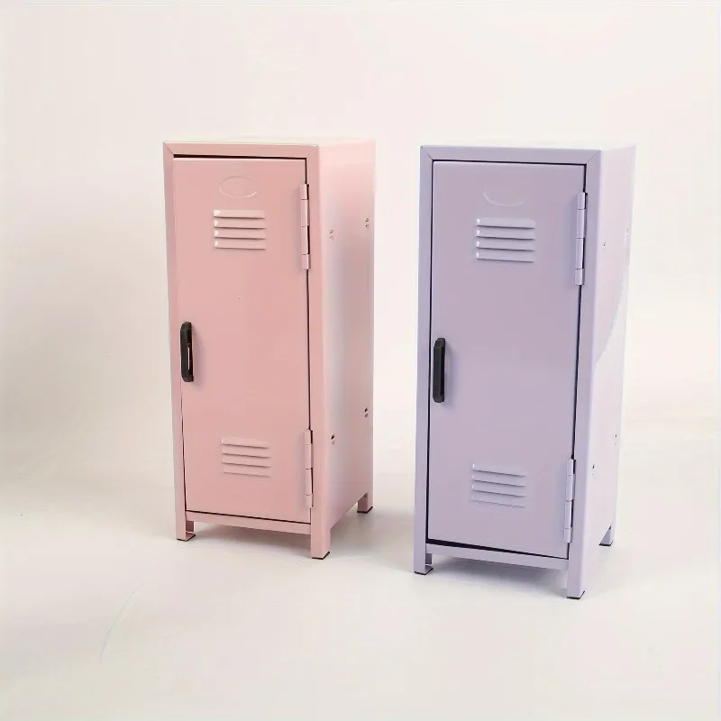 الوردي الخزامى خزانة صغيرة سطح المكتب المعدني لطيف تخزين فتاة خزانة المنظم ديكور للطاولات Kawaii سطح المكتب خزائن التخزين Ins
